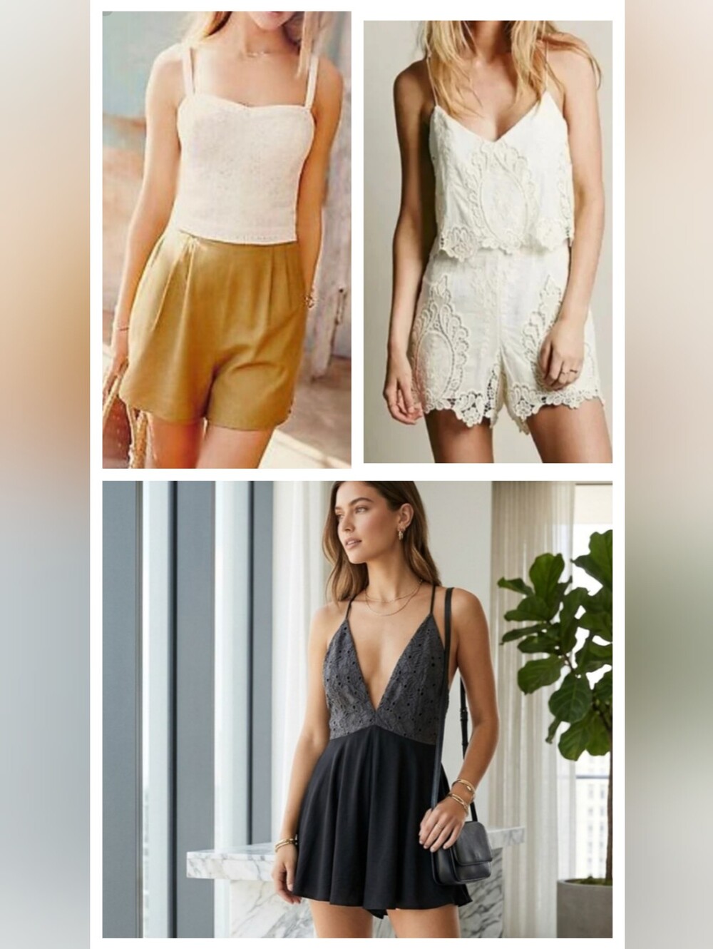 Boho Coquette Fairycore Rompers Lace Strappy Camisole Top Lot of 3